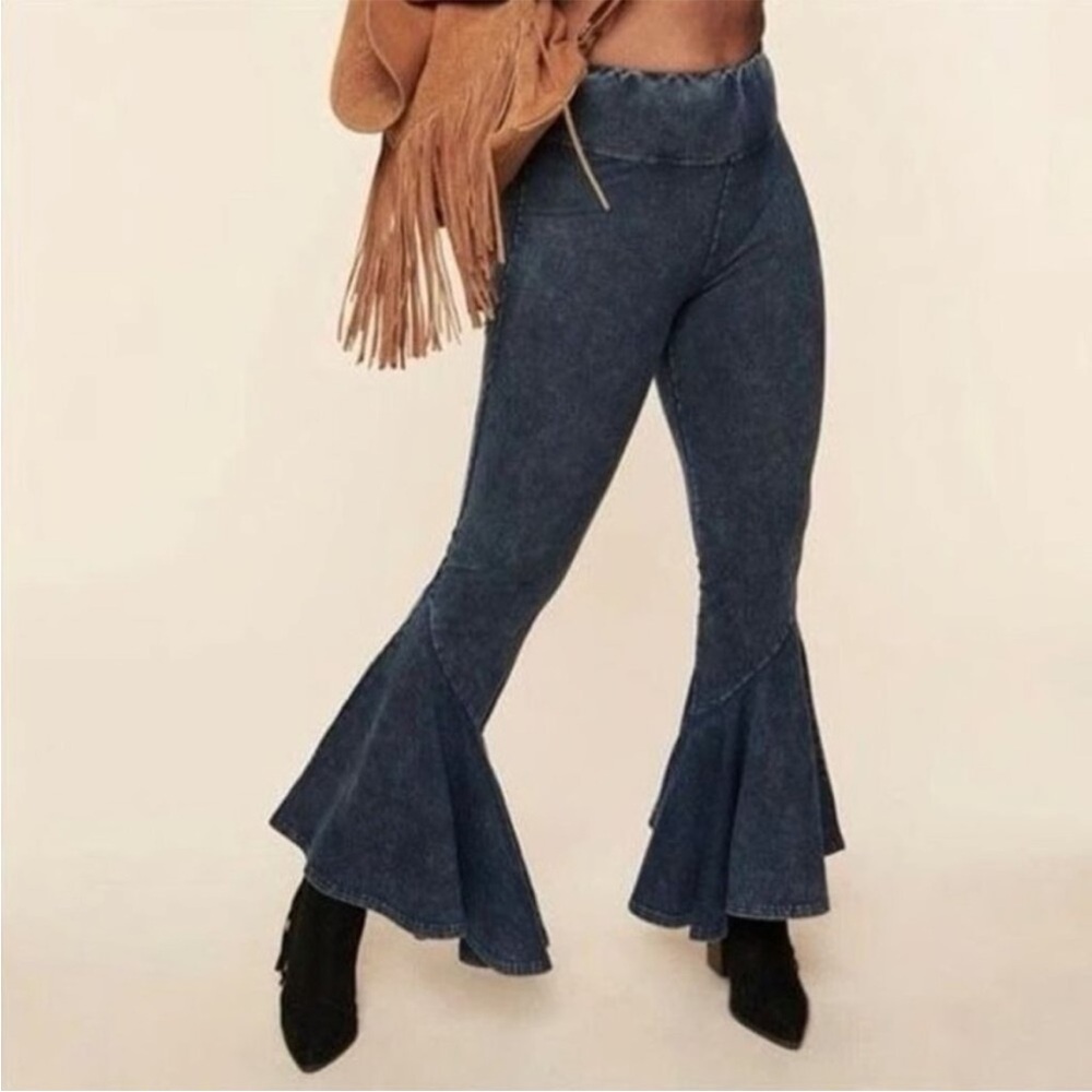 Earthbound Trading Co Bell Bottom Leggings Sz M Bohemian Boho Hippie Festival